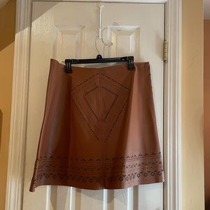 White House Black Market Brown Leather Skirt